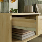 HOMCOM Floating Nightstands with Drawer and Open Shelf - Natural Wood - Set of 2-Natural wood tone and rattan detail blend seamlessly, adding a warm and airy Nordic touch to your home decor