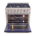 Kucht 36" KDF Series Pro Style Propane Gas Dual Fuel Range - Stainless Steel/Blue-Full stainless steel finish with a professional handle and classic silver metal control knobs for a premium, durable look