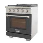 Kucht 30" KFX-X Series Pro Style Propane Gas Range - Stainless Steel/Cement Gray-Heavy duty cast iron grates allow moving cookware across burners without lifting