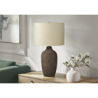 Monarch Specialties 27" H Contemporary Table Lamp - Grey Ceramic / Beige Shade-This lamp features a 3-way rotary switch holding a single bulb (not included) for a maximum output of 100W/120V, allowing you to customize the lighting ambiance in your space