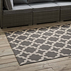 Modway Cerelia Moroccan Trellis Indoor/Outdoor Area Rug - 4 ft W x 6 ft L - Grey/Beige-Gripping Rubber Underside