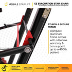 Mobile StairLift EZ Evacuation Chair - Black-Supports up to 400 lb weight capacity for secure assisted transport