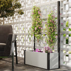 Outsunny Wicker Outdoor Planter with Trellis - Mixed Grey-Bottom planter box holds multiple plants and flowers