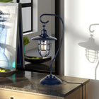Hudson&Canal Bay 22" Tall Nautical Table Lamp with Glass/Metal Shade - Navy Blue/Clear-Handcrafted navy blue finish is applied to the novelty metal base