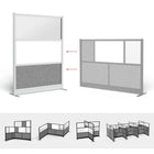 Luxor Modular Wall with Whiteboard - 53" W x 70" H - Wide Grey Frame, Frosted Acrylic, Cool Grey PET-Connects with all Luxor Room Divider Walls