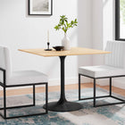 Modway Lippa 36" Square Wood Dining Table - Black Natural-Beveled Edges