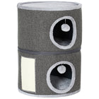 PawHut 2-Story Cat Condo Barrel Tree with Hideaways and Scratching Board-Two-story design with two hideaways and a plush top to play and relaxation 