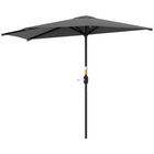 Outsunny Half-Round Patio Umbrella with Crank and Vent - 9.8' - Dark Grey-Practical parasol to provide more shade