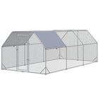 PawHut Metal Walk-In Chicken Coop with Roof for 15-18 Chickens - 18.7' L x 9.2' W x 6.4' H - Silver-Shady roof keeps pets cool, dry, comfortable, and protected from the rain and UV rays 
