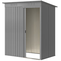 Outsunny Outdoor Storage Shed with Vents - 5.2' x 3.5' - Light Grey-This garden storage shed's tall design helps reduce head bumps daily
