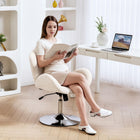 HOMCOM Swivel Desk Chair with Wide Seat - Butterfly Back - Cream White-360° smooth swivel offers easy chair rotation