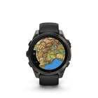 Garmin fēnix 8 - AMOLED Outdoor Recreation/Adventure Watches - 47 mm - Sapphire, Carbon Gray DLC Titanium with Black/Pebble Gray Silicone Band-Battery performance: up to 10 days in smartwatch mode; up to 28 hours in GPS mode