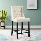 Modway Baronet Tufted Button Upholstered Fabric Counter Stool - Beige-Soft Polyester Fabric Upholstery