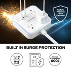 Bell+Howell 3-Outlet LED Power Station Surge Protector with 1 USB-A and 2 USB-C - 6' Cord-Compact design is great for home, office and even for travel