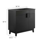 Modway Miles 36" Bathroom Vanity - Black-Hinged Doors