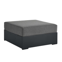 Modway Tahoe Outdoor Patio Powder-Coated Aluminum Ottoman - Grey/Charcoal-Outdoor Patio Ottoman