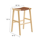 Modway Saoirse Leather Wood Bar Stool - Natural Brown - Set of 2-Basket Weave Design