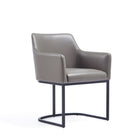 Manhattan Comfort Serena 23.03" Modern Leatherette Upholstered Dining Armchair - Grey - Set of 2-Floating Style Chair with Black Semi Circle Metal Base