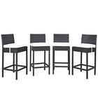 Modway Convene 4 Piece Outdoor Patio Pub Set - Espresso White-Synthetic Rattan Weave