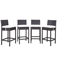 Modway Convene 4 Piece Outdoor Patio Pub Set - Espresso White-Synthetic Rattan Weave