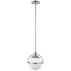 Hudson&Canal Cieonna 9.38" Wide Pendant with Glass Shade - Brushed Nickel/White Milk-Glam design for your entryway, foyer, or kitchen