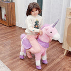 Qaba Kids Ride-On Unicorn Walking Horse with Wheels - Pink-PU wheels are durable and won't scratch the floor 