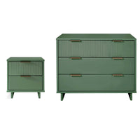 Manhattan Comfort Granville Modern Dresser and Nightstand Set - Sage Green-Modern-Contemporary with a taste of Glam Bedroom Dresser Set. Includes 1 Dresser and 1 Nightstand.