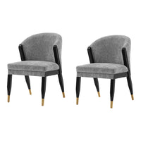 Manhattan Comfort Ola 21.46" Modern Chenille Upholstered Dining Chair - Grey - Set of 2-Modern Dining Chair for Dining Room and Task Chair Usage