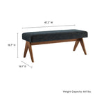 Modway Lyra 47" Fabric Upholstered Bench - Azure-47 Inches