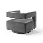 Modway Booth Performance Velvet Performance Velvet Swivel Armchair - Grey-Textured Matte Black Iron Base