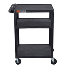 Luxor ENDURA AV 34" H Three-Tier Media Utility Cart with Electric - 24" W x 18" D - Black-It has a total weight capacity of 300 lbs, with each shelf supporting up to 100 lbs evenly distributed