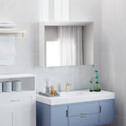 HOMCOM Wall Mount Medicine Cabinet with Mirror and Two Doors - White-Equipped with buffering hinges for soft closing the door  