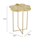 Zuo Lotus Side Table - Gold-3 year limited warranty