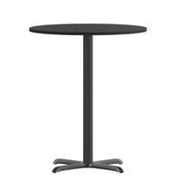 Flash Furniture 30" Round Black Laminate Table Top with 22" x 22" Bar Height Table Base-Bar Height Hospitality Table