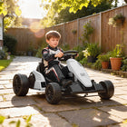 Qaba 24V Kids Electric Go Kart with Dual 150W Motors - White-24V 9Ah battery provides up to 60 minutes of continuous, long-lasting fun 