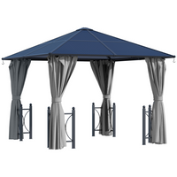 Outsunny 10 ft W x 10 ft L Hardtop Gazebo - Patio Gazebo - Black-Rust-free polycarbonate gazebo with metal frame stays stable through changing weather