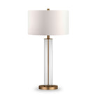 Hudson&Canal Harlow 29" Tall Table Lamp with Fabric Shade - Clear Glass/Brass/White-Modern and contemporary design for your living room, workspace, or bed side table