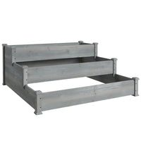 Outsunny 3-Tier Raised Garden Bed - 49" L x 49" W x 22" H - Grey-Large capacity to meet a variety of decorative needs 