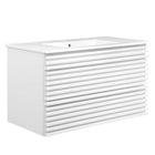 Modway Render 36" Wall-Mount Bathroom Vanity - White-Mid-Century Modern Vanity