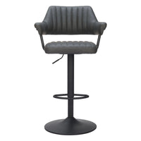 Zuo Erret Barstool - Grey-Plush and durable faux leather fabric