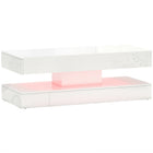 HOMCOM High Gloss Coffee Table with Adjustable LED Light - High Gloss White-RGB LED lights with 16 colours, four modes and adjustable brightness controlled by included remote
