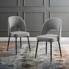 Modway Rouse Upholstered Fabric Dining Side Chair - Black/Light Grey - 2 Pack-Matte Black Stainless Steel Legs