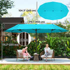 Outsunny Patio Umbrella with Lift Crank - 15' - Light Blue-Selected polyester canopy protects you from harmful elements