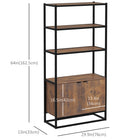 HOMCOM 5-Tier Bookcase with Doors and Open Shelves - Brown-The lower cupboard can be used to place sundries such as towel, cup, etc 