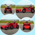 Aosom 6V Kids Electric Ride-On ATV with Trailer - Red-Wear-resistant tires can handle multiple types of ground 