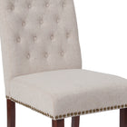 Flash Furniture HERCULES Series Beige Fabric Parsons Chair with Rolled Back, Accent Nail Trim & Walnut Finish-CA117 Fire Retardant Foam