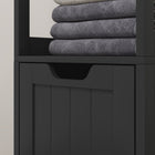 Kleankin Narrow Freestanding Bathroom Linen Tower Cabinet - Black-Material: MDF