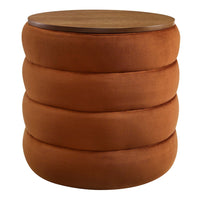 Modway Mezzo Round Performance Velvet Storage Ottoman - Rust-Channel Tufted