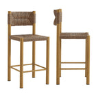 Modway Parkland Outdoor Patio Rattan and Aluminum Counter Stools - Natural - Set of 2-Set of 2 Outdoor Dining Counter Stools