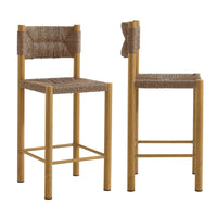 Modway Parkland Outdoor Patio Rattan and Aluminum Counter Stools - Natural - Set of 2-Set of 2 Outdoor Dining Counter Stools